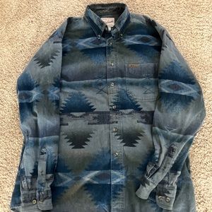 Vintage Woolrich Shirt Mens Large Gray Retro Work Outdoor Tribal Flannel Heavy